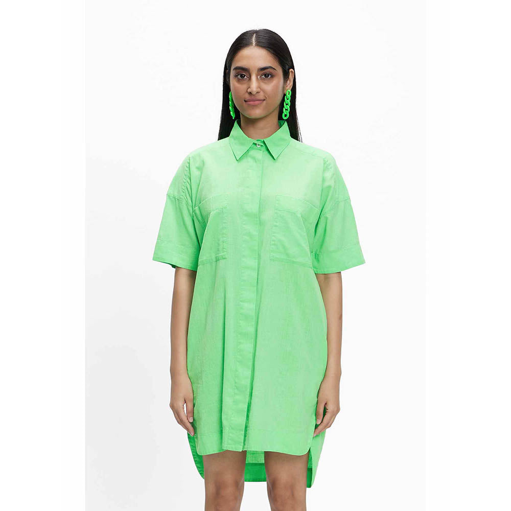 TERRA LUNA Ariara Green Solid Dress