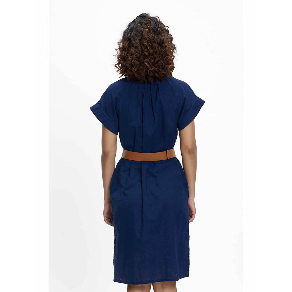 TERRA LUNA Leela Navy Blue Solid Dress
