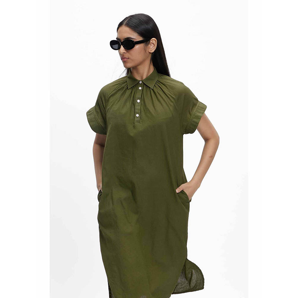 TERRA LUNA Leela Olive Solid Dress