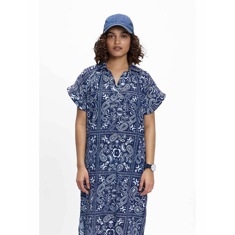 TERRA LUNA Leela Blue Paisley Dress
