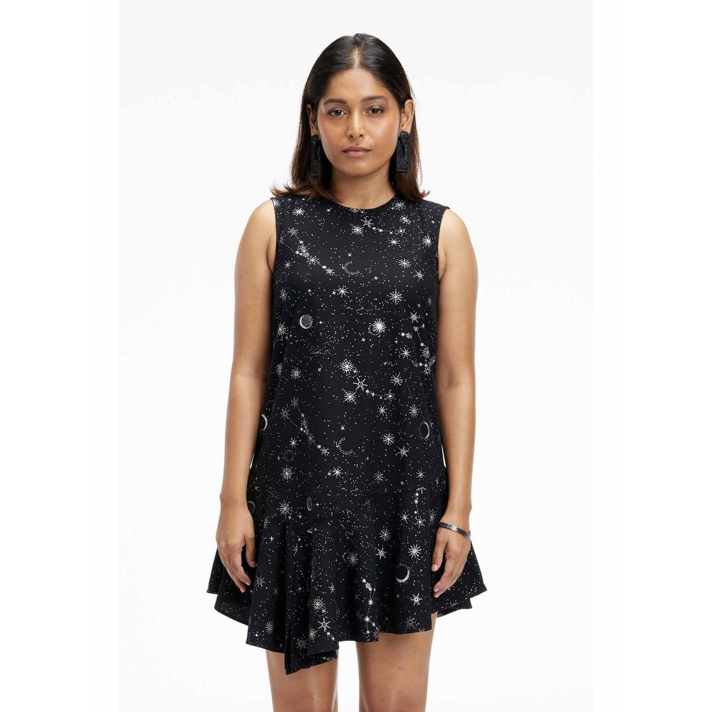 TERRA LUNA Liv Black Printed Dress
