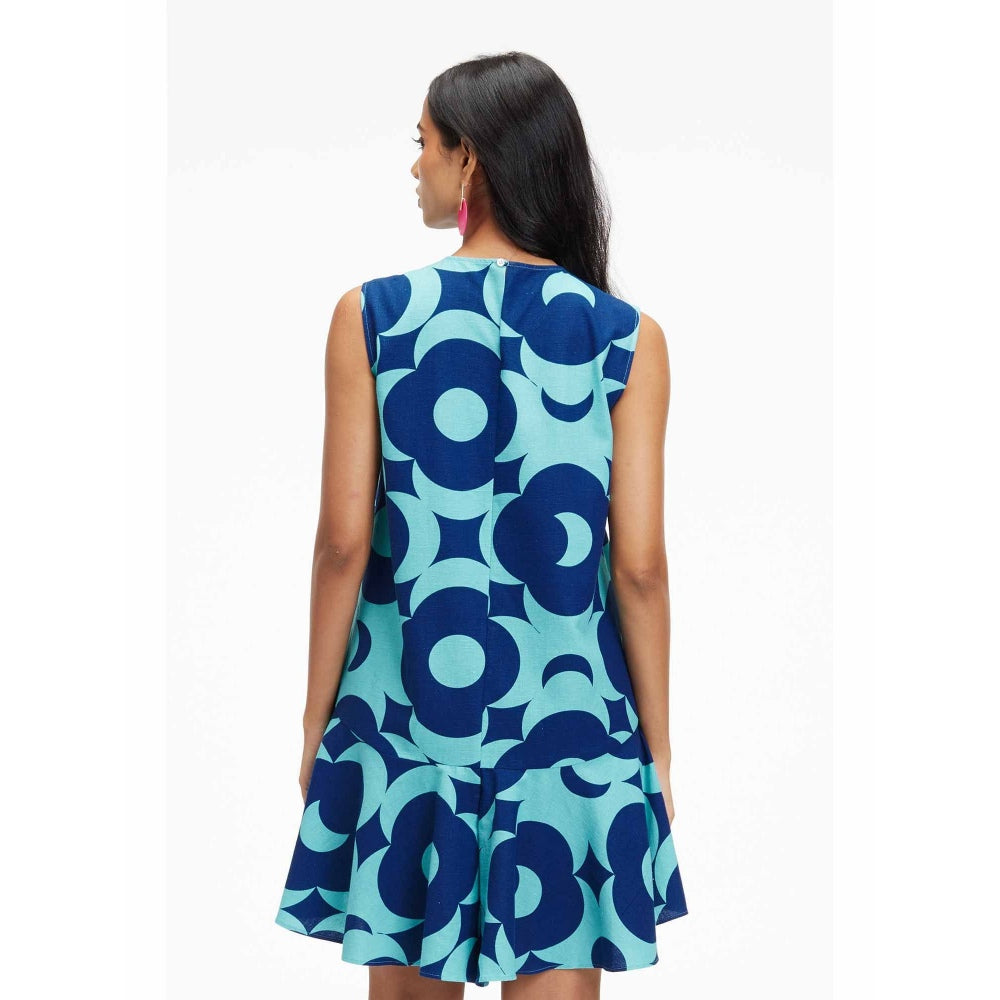 TERRA LUNA Liv Blue Printed Dress