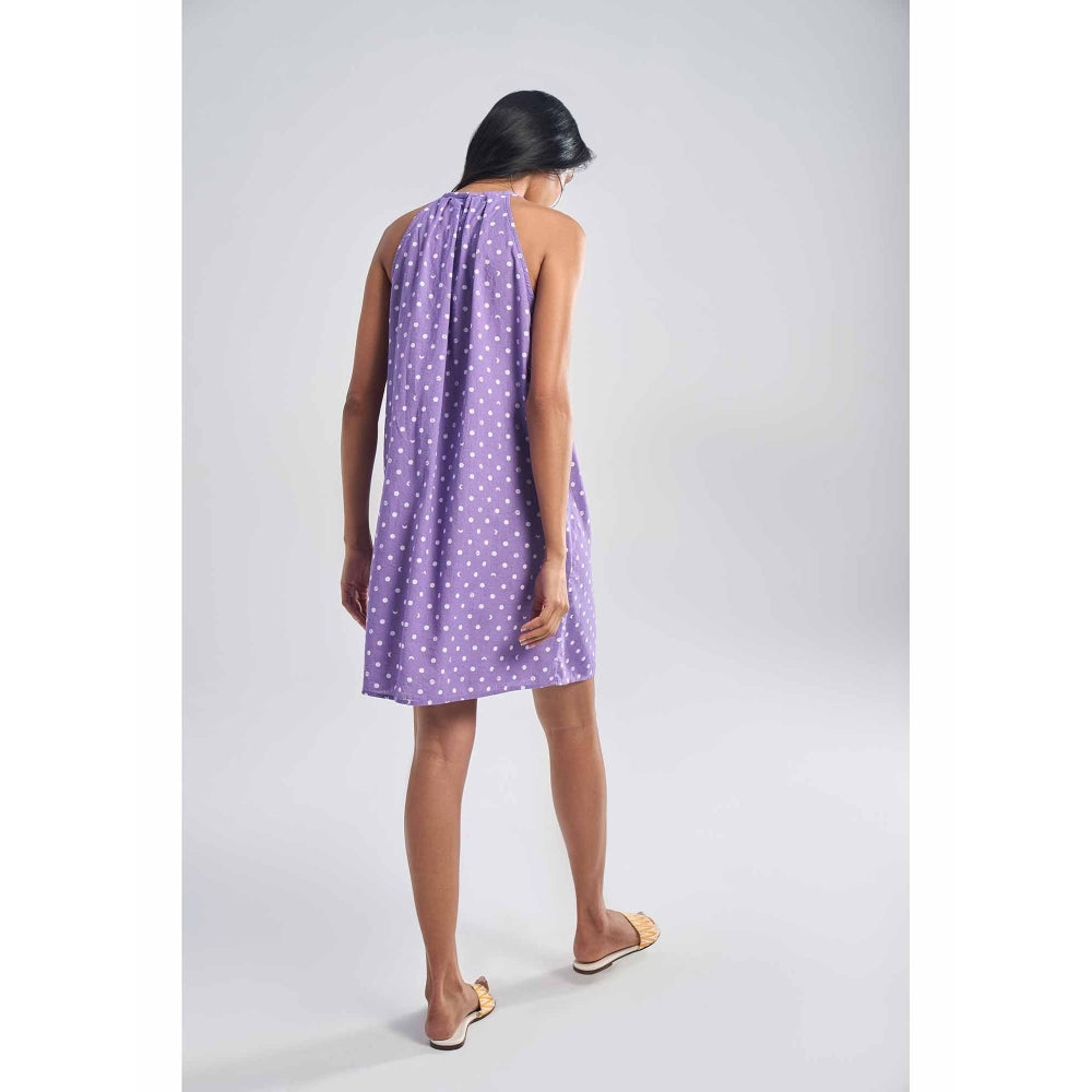 TERRA LUNA Saba Lavender Polka Dots Dress
