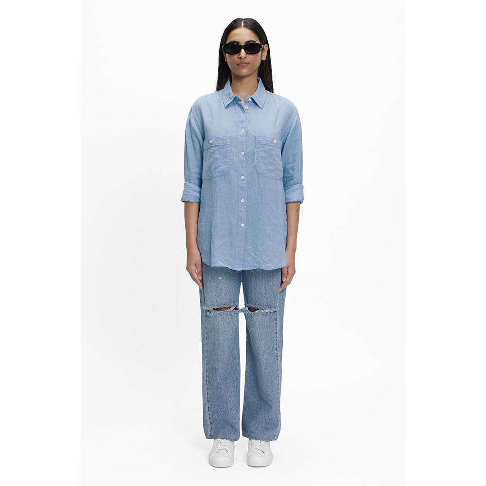 TERRA LUNA Panoi Blue Solid Shirt