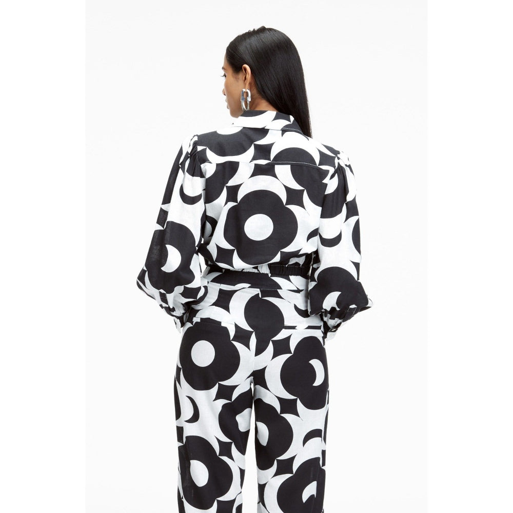 TERRA LUNA Nitsa White Printed Shirt