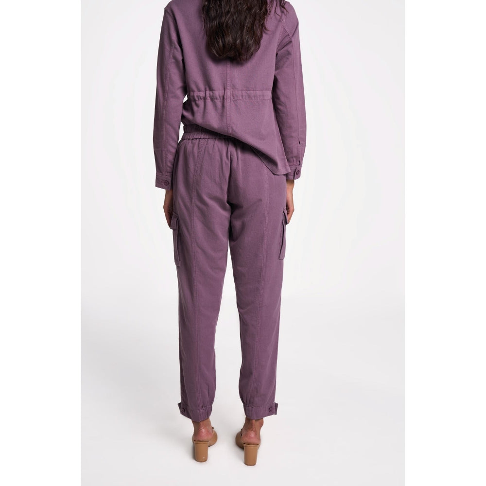 TERRA LUNA Women's Purple Cargo Solid Pant