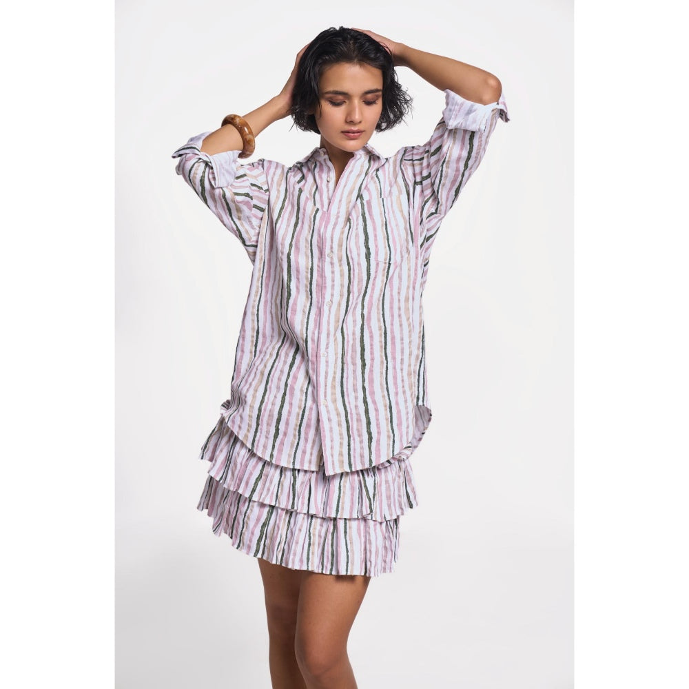 TERRA LUNA Leda Stripes Collar Neck Shirt