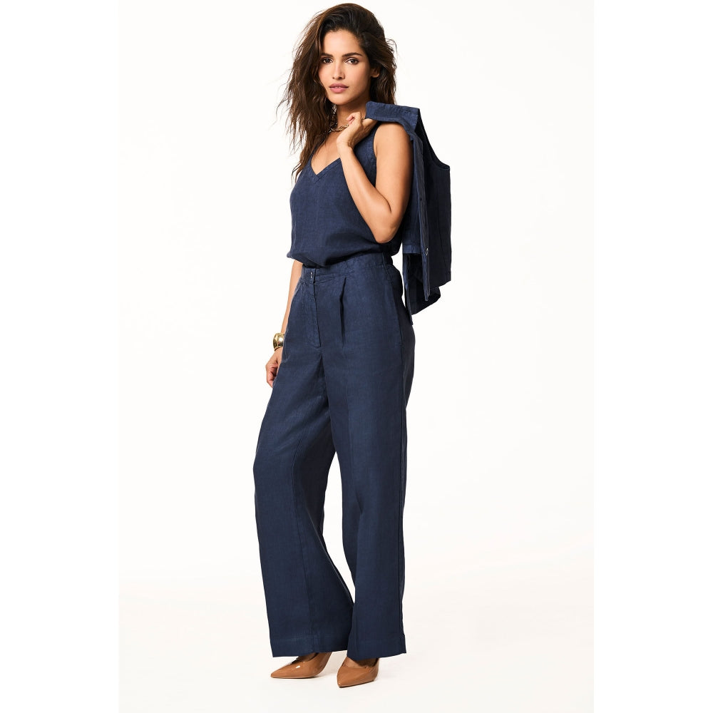 TERRA LUNA Blue Delphi Linen Trouser