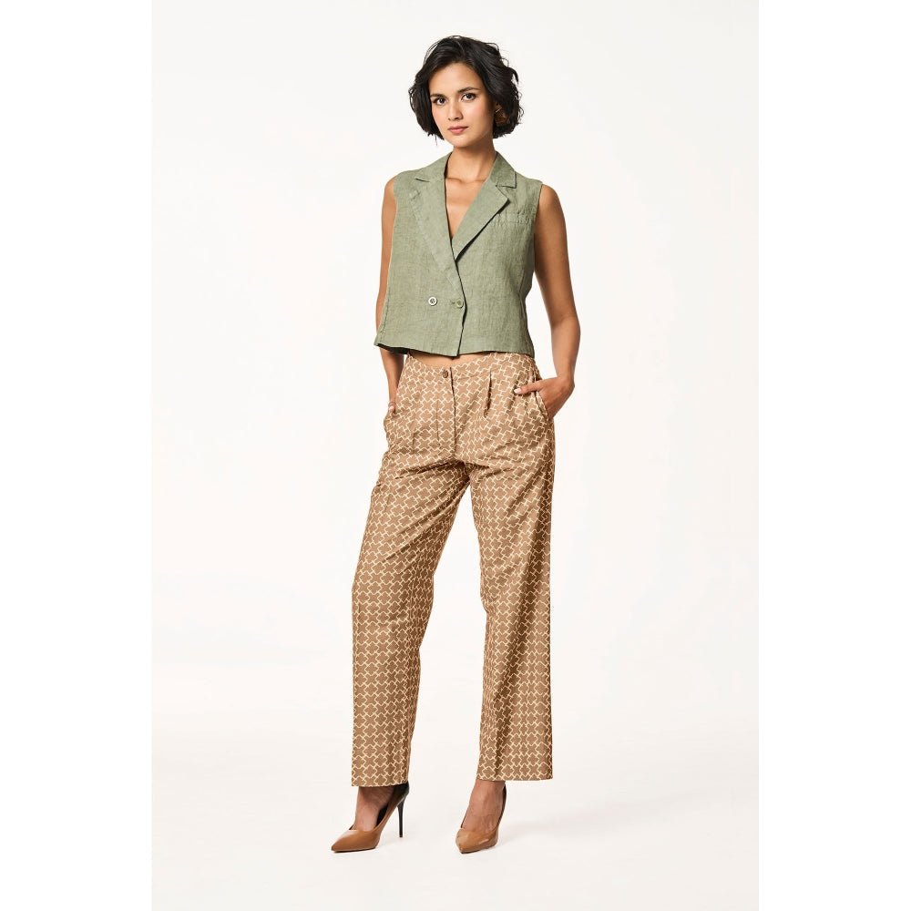 TERRA LUNA Brown Delphi Monogram Trouser