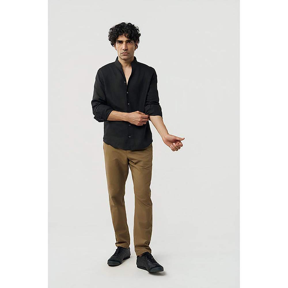 TERRA LUNA Black Hunt Linen Casual Shirt