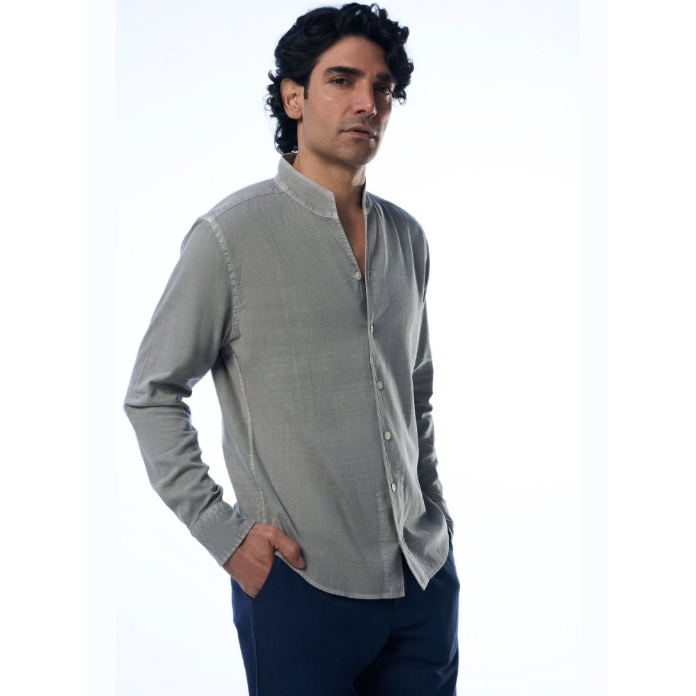 TERRA LUNA Grey Mason Ls Khadi Casual Shirt