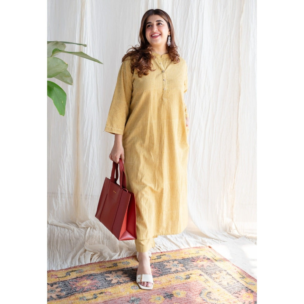 The Indian Ethnic Co. Yellow Ajrakh Hand Block Printed Cotton Co-Ord (Set of 2)