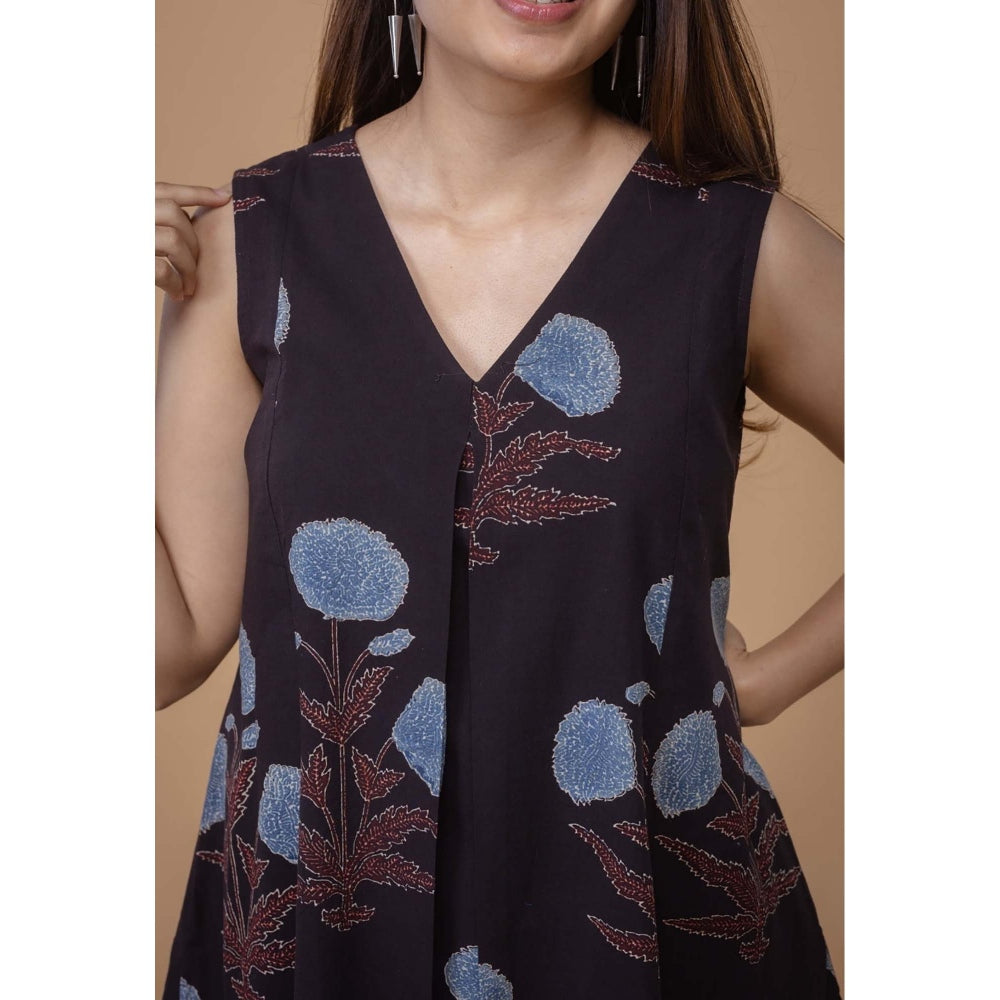 The Indian Ethnic Co. Raahi Black Ajrakh Cotton Kali Co-Ord Set