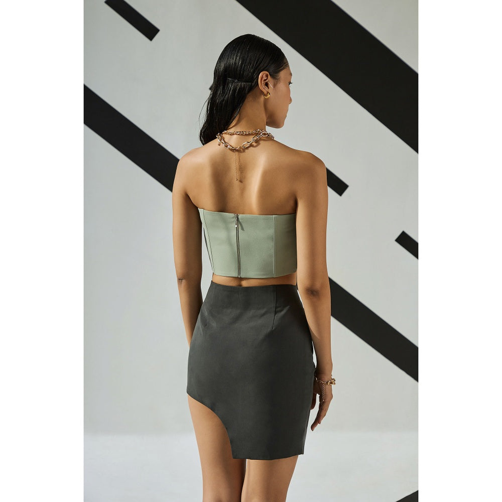The Dapper Lady Jade Draped Corset - Green