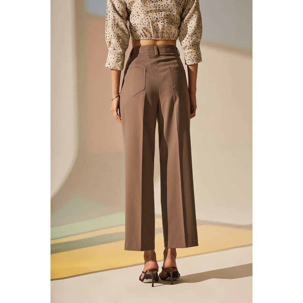 The Dapper Lady Bronze Pleated Pants - Brown