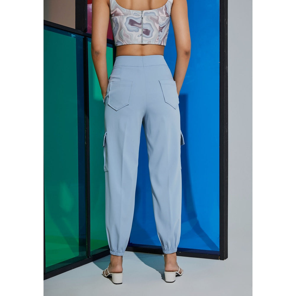The Dapper Lady Aqua Asymmetric Joggers - Blue