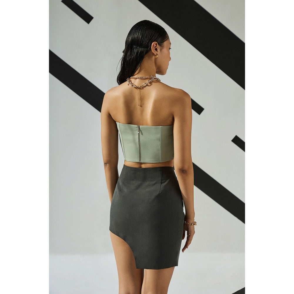 The Dapper Lady Jade Zipped Skirt - Green