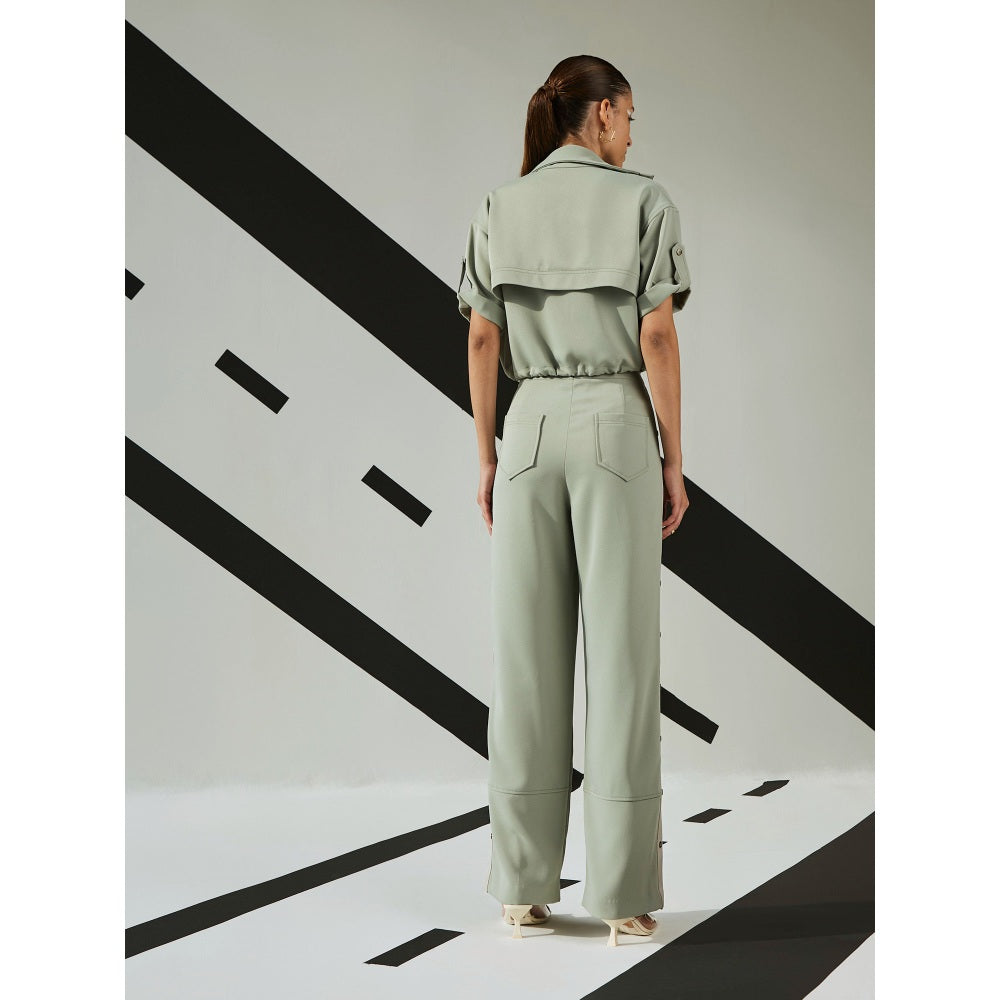 The Dapper Lady Jade Crop Overshirt - Green