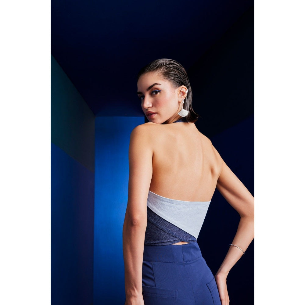 The Dapper Lady Sydney Blue Colorblock Top