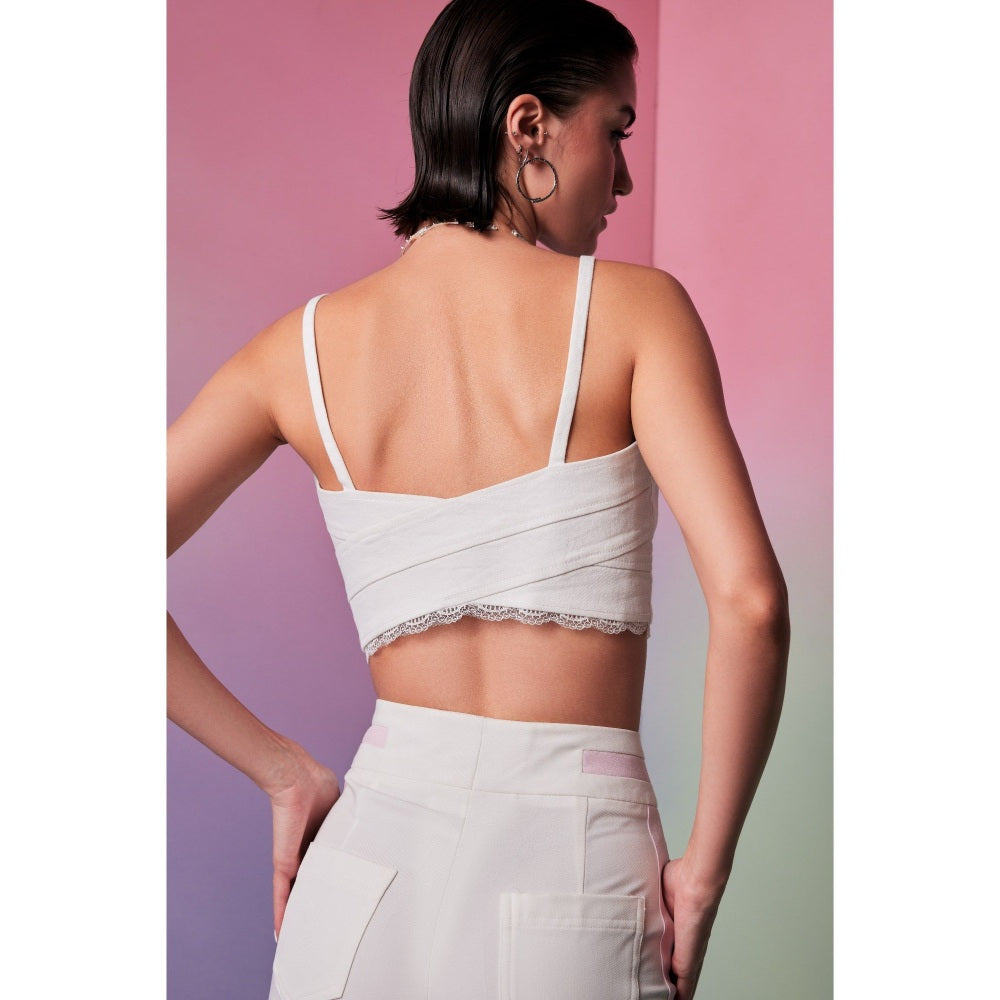 The Dapper Lady Mykonos White Solid Crop Top