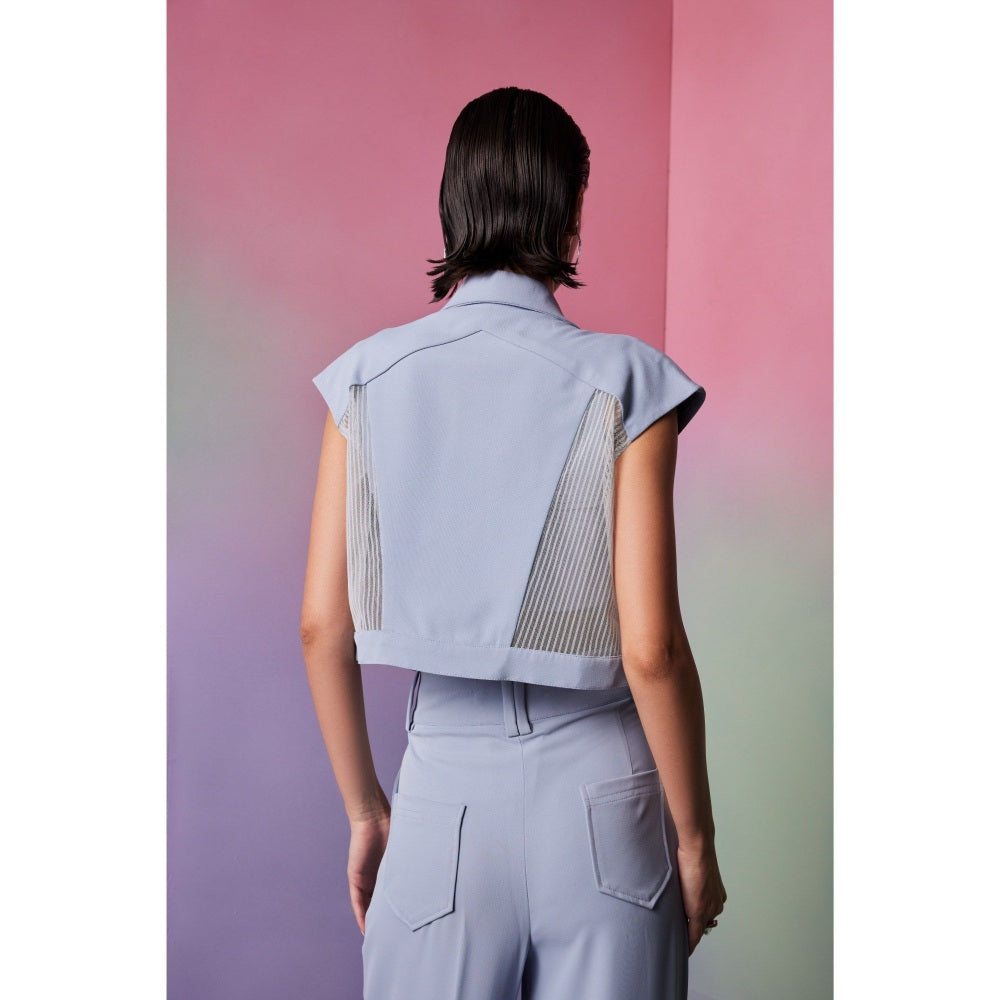 The Dapper Lady Sydney Blue Stripes Crop Jacket