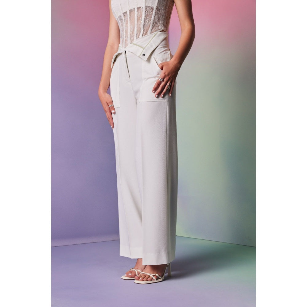The Dapper Lady Mykonos White Solid Pant