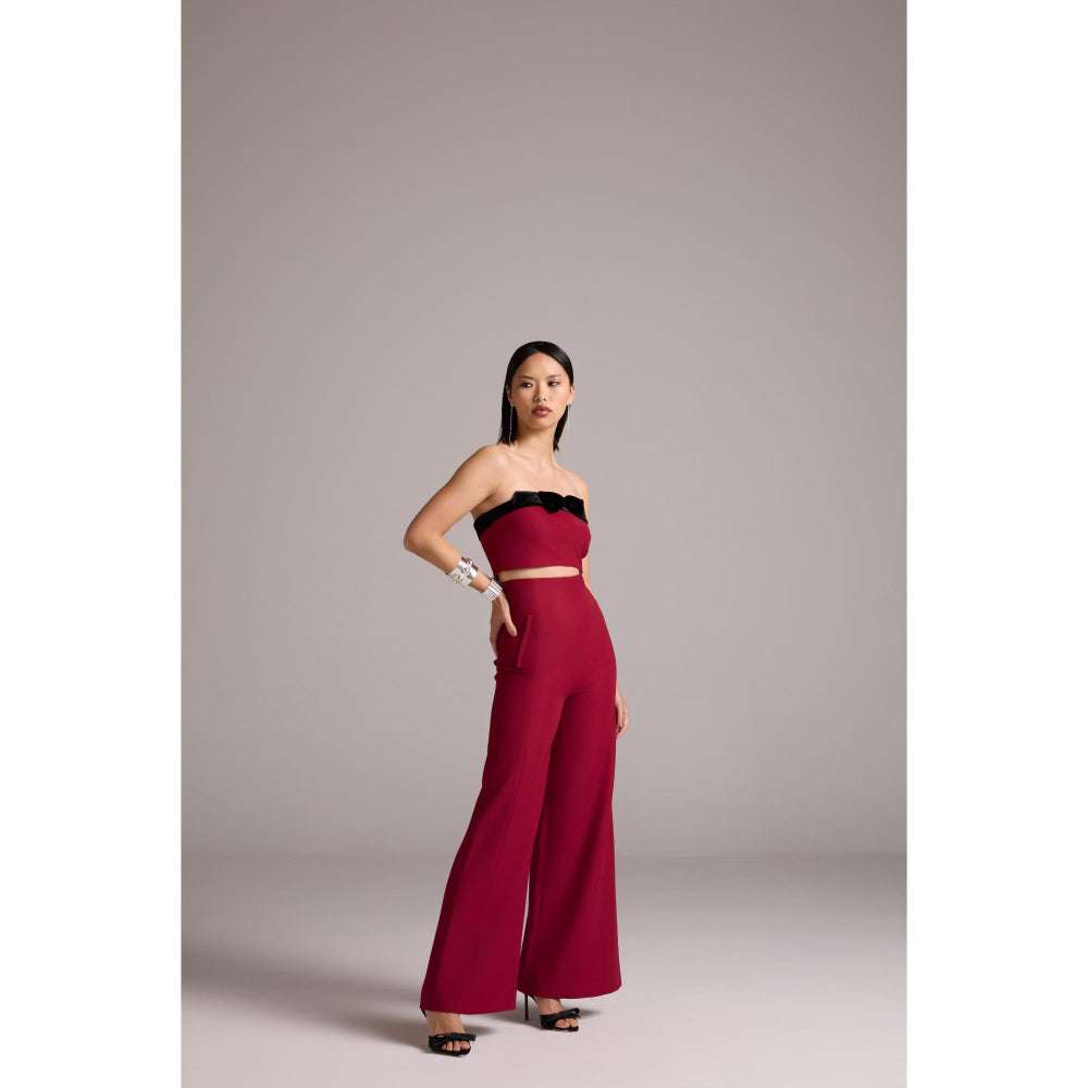 The Dapper Lady Red Cherry Flared Pant