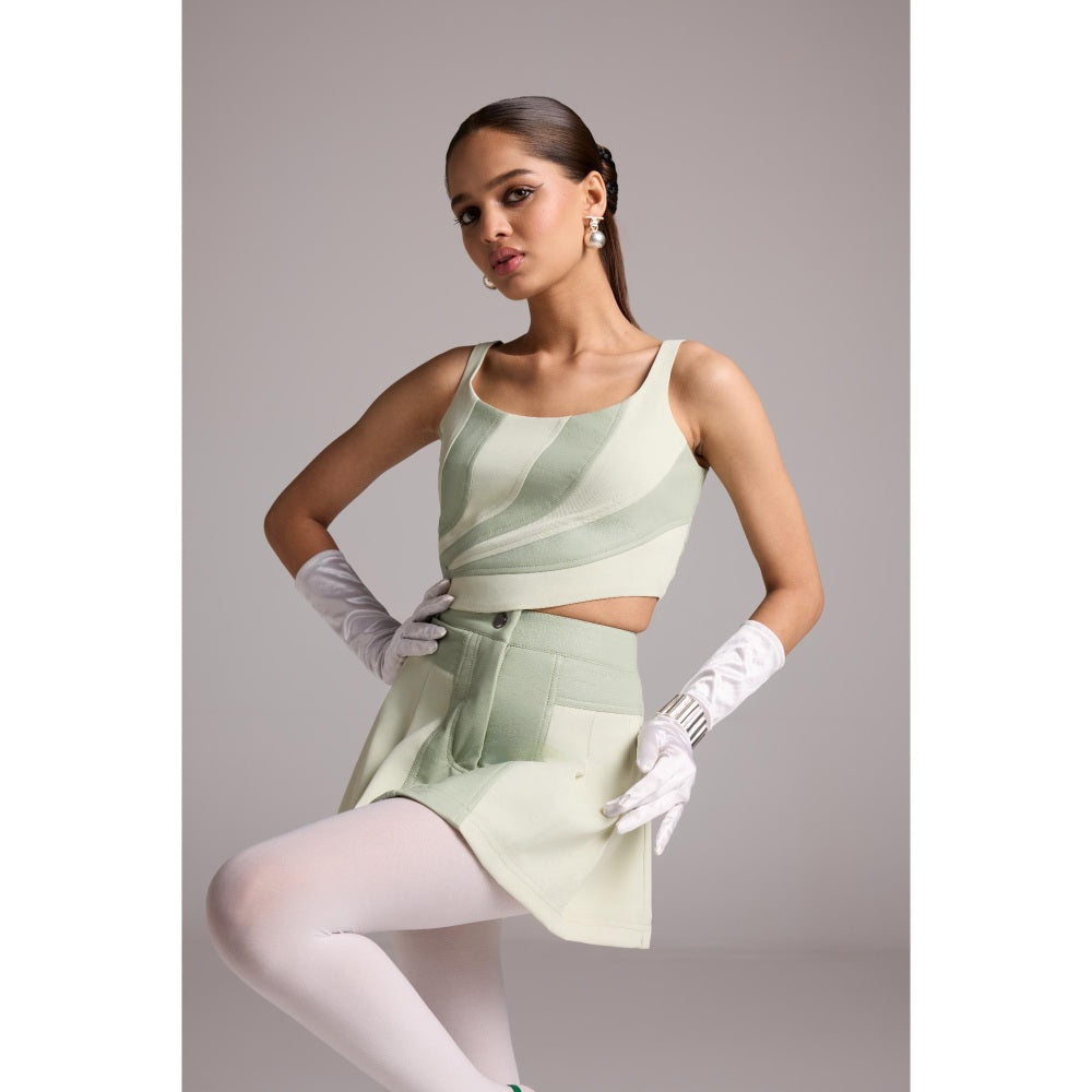 The Dapper Lady Green Nova Asymmetric Crop Top