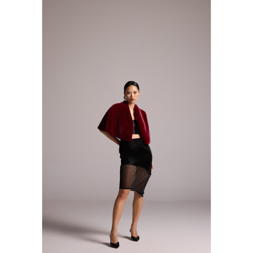 The Dapper Lady Red Cherry Fur Cape