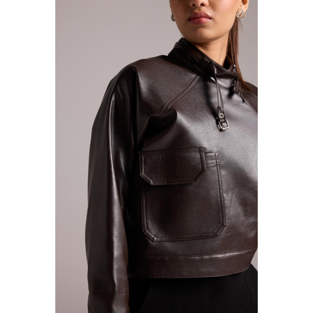 The Dapper Lady Brown Chocolate Asymmetric Jacket