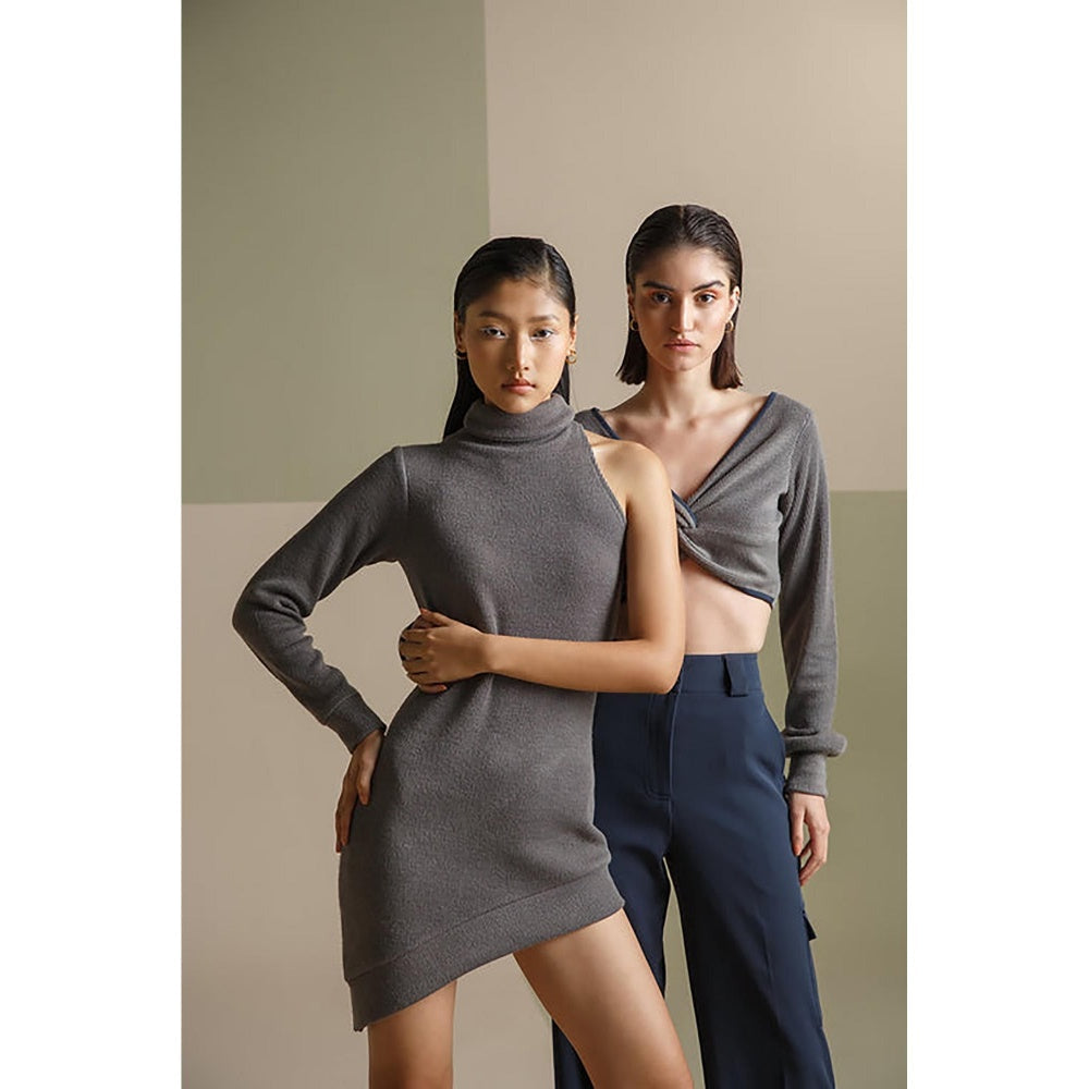 The Dapper Lady Olive Asymmetric Mini Dress