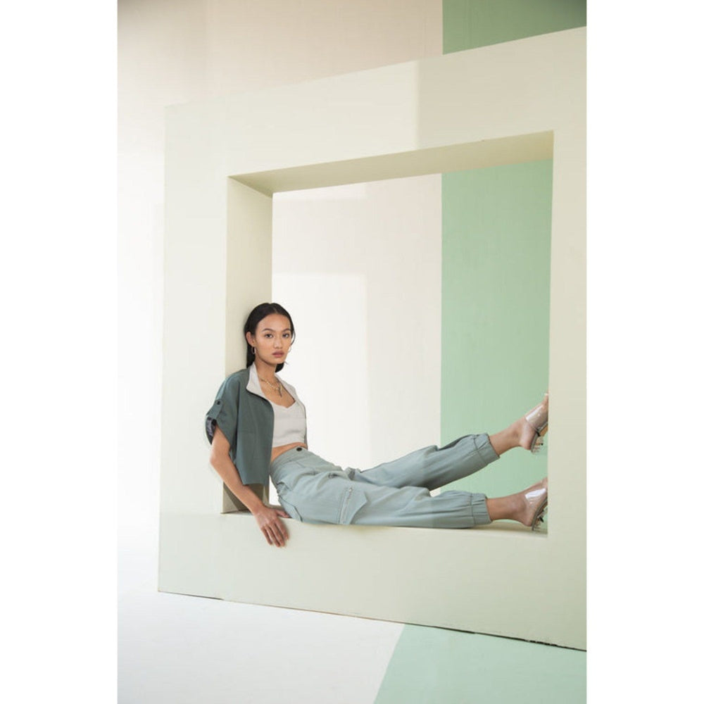 The Dapper Lady Sage Zipped Joggers