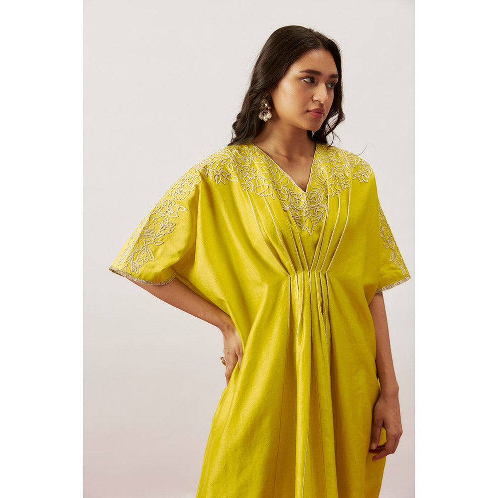 THE AARYA Yellow Kaftan with Slip (Set of 2)