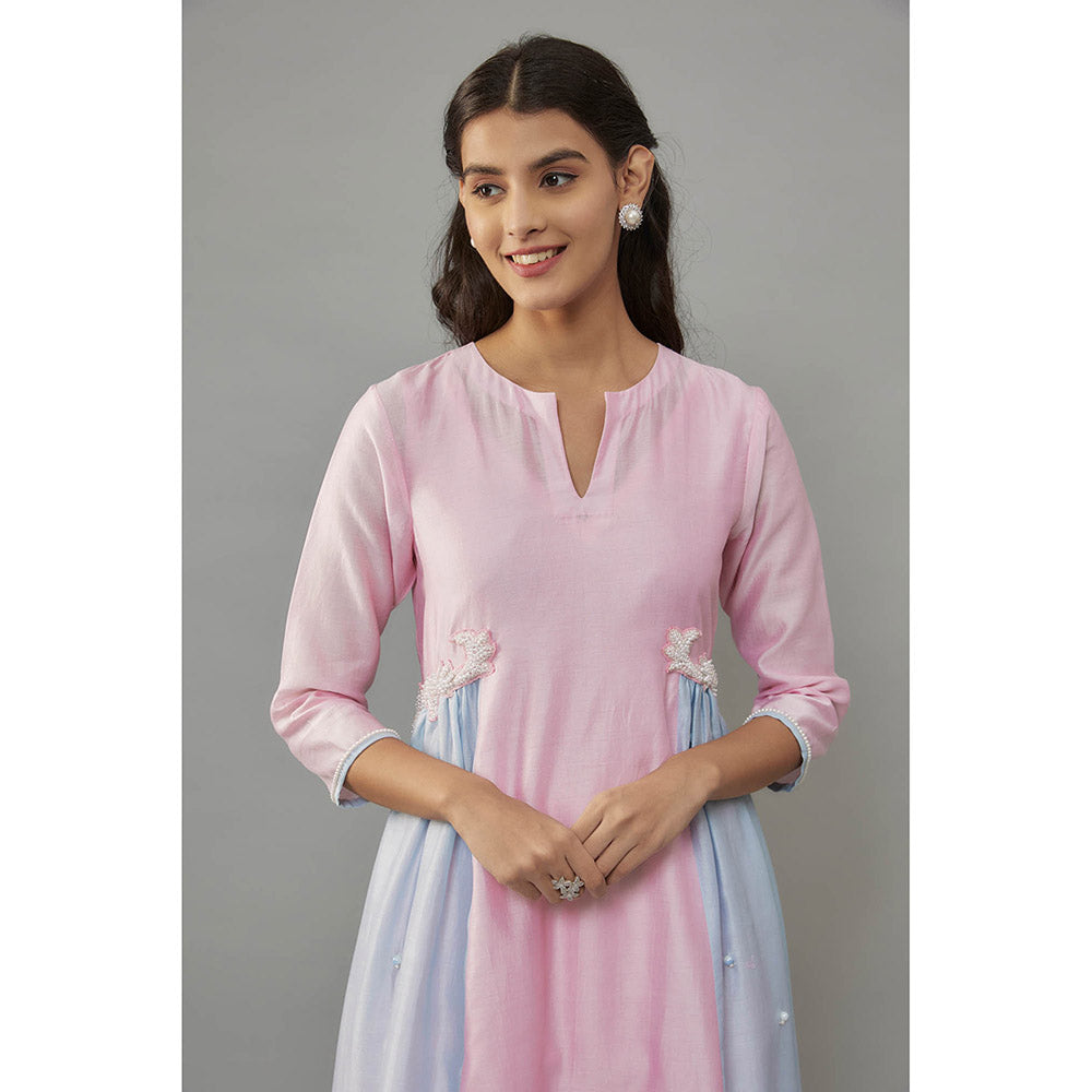 THE AARYA Ruelle Pink Kurta with Pant (Set of 2)