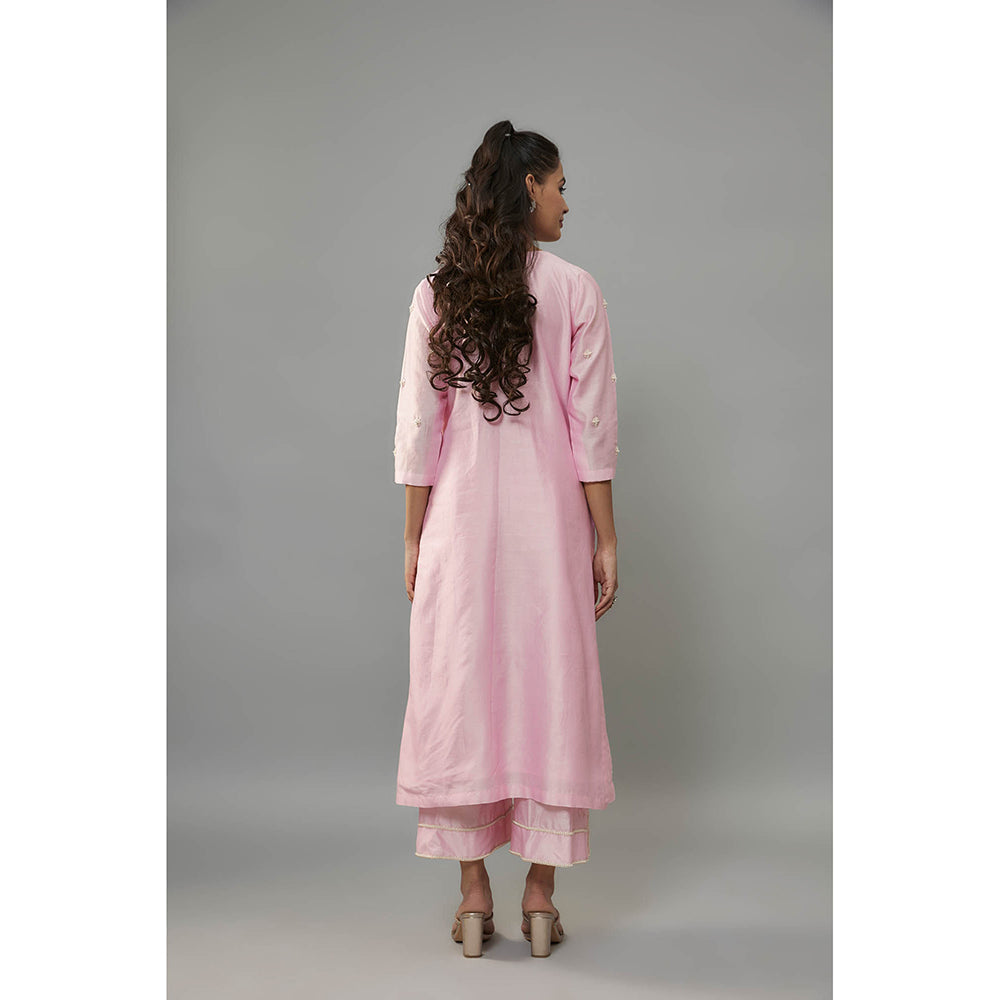 THE AARYA Yara Pink Anarkali with Palazzo and Dupatta (Set of 3)