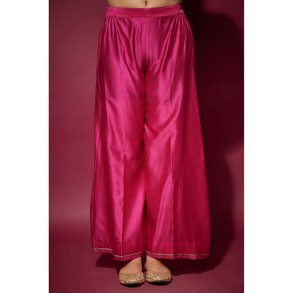 THE AARYA Pink Hana Embellished A-Line Kurta with Palazzo and Dupatta (Set of 3)