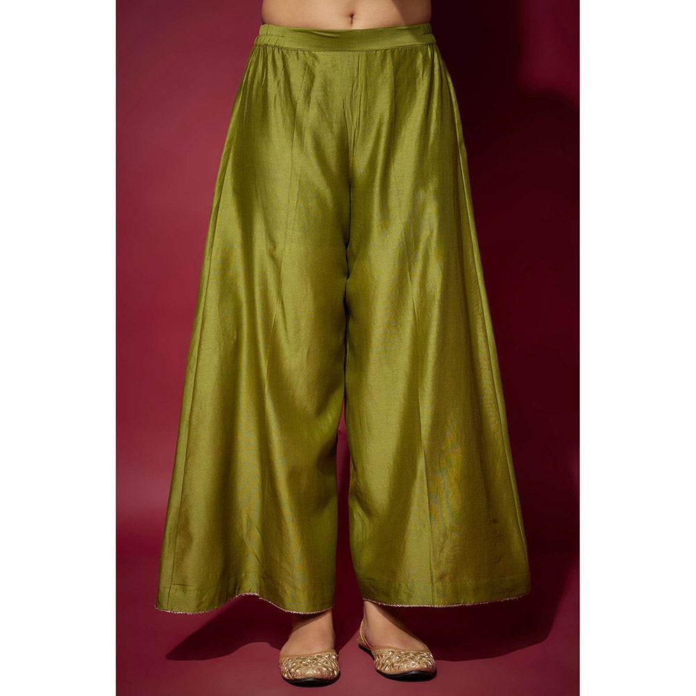 THE AARYA Green Arzu Embellished A-Line Kurta with Palazzo and Dupatta (Set of 3)