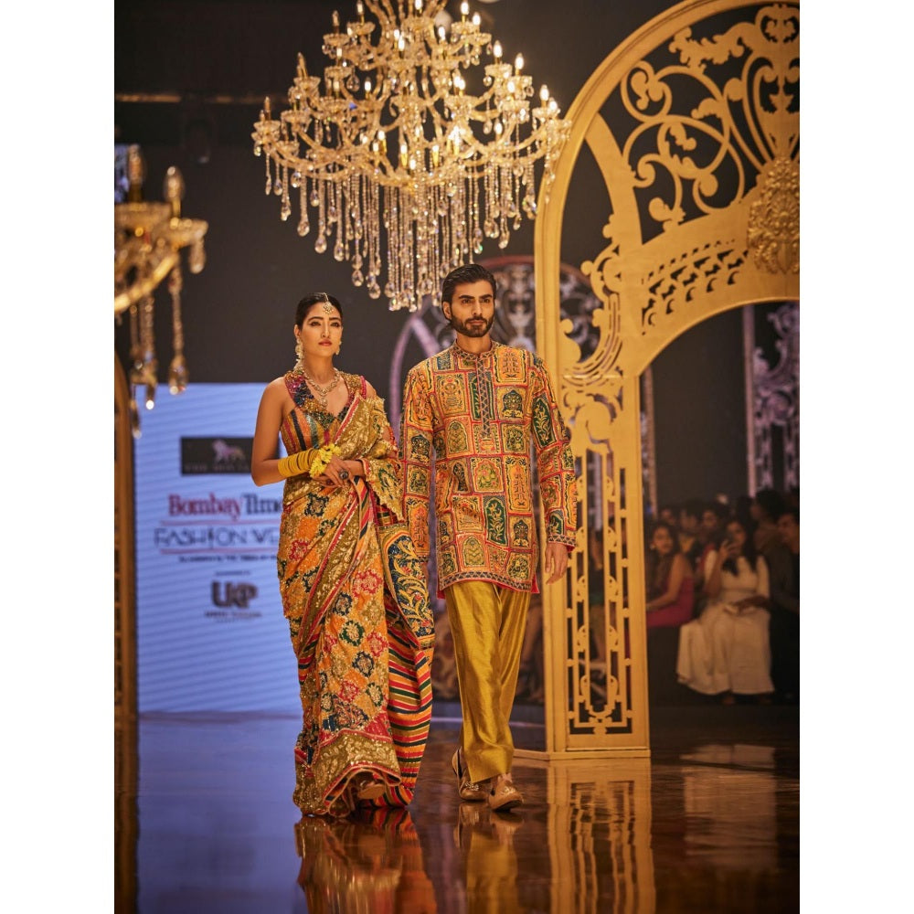 THE ROYALEUM ATELIER Multi-Colour Tahira Saree with Stitched Blouse
