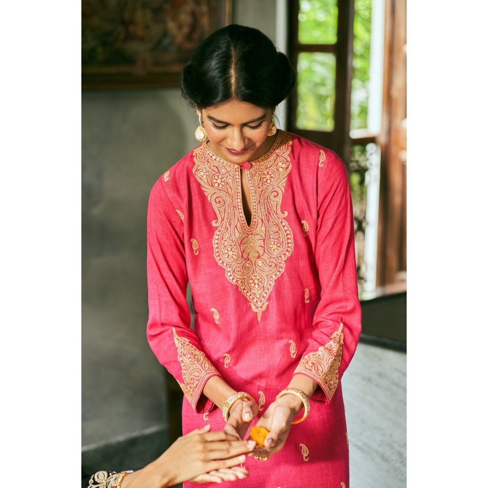 The Whole Nine Yards Naaz Crimson Red Kurta