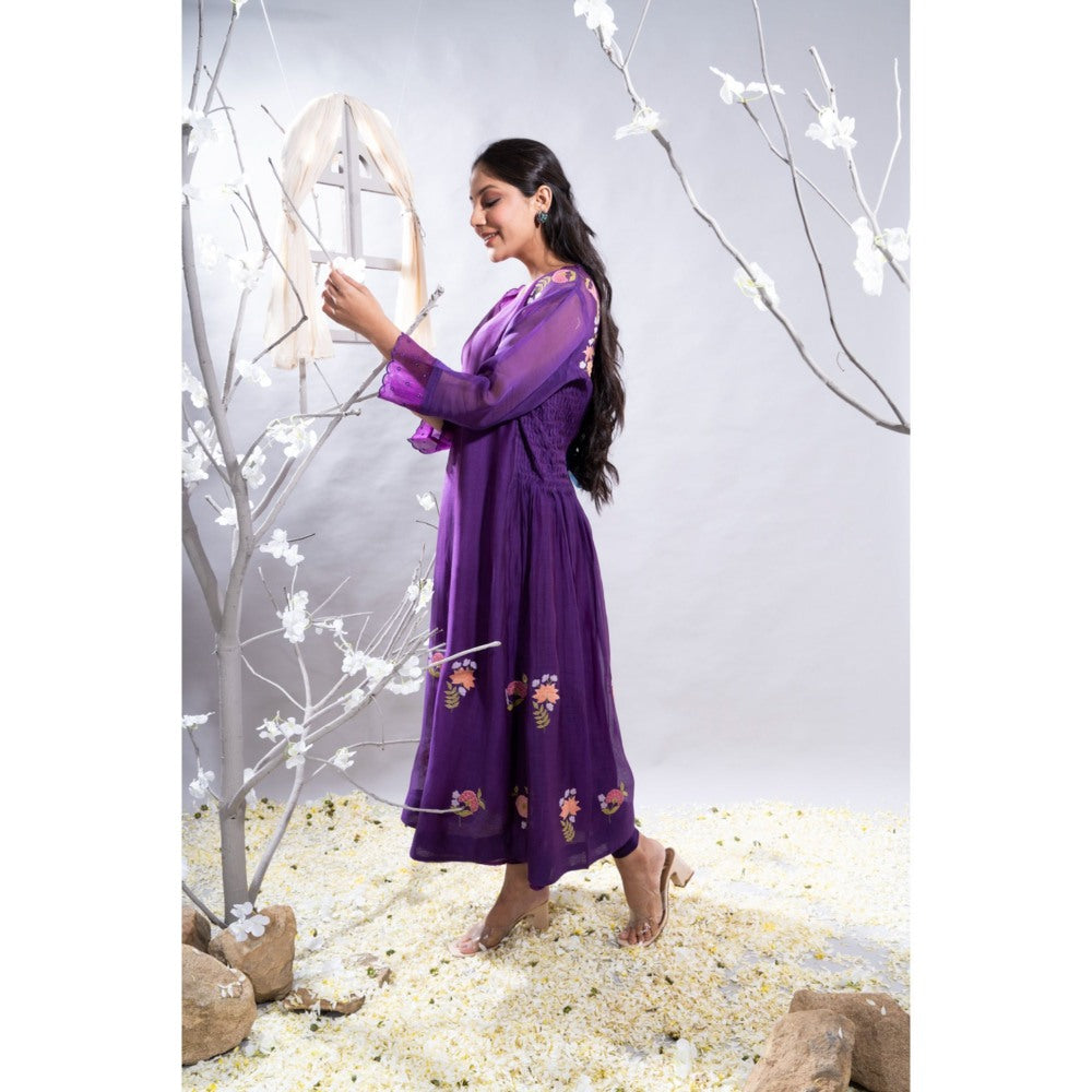 The White Tree Studio Mehrang Motifs Hemline & Cross Smock Kurta with Pant & Inner (Set of 3)