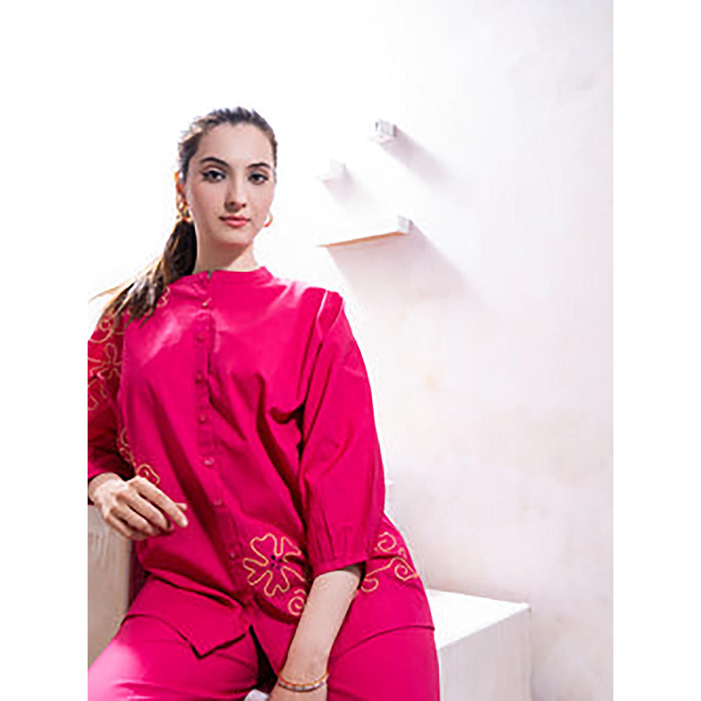 The White Tree Studio Raysa Pink Top With Flared Pants