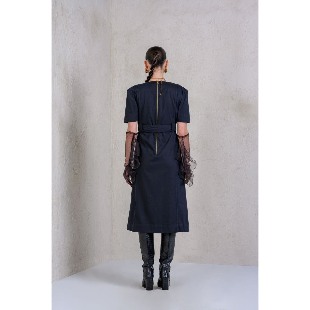 The Dramebaaz Company Celestial Cascade A-Line Dress with Belt (Set of 2)