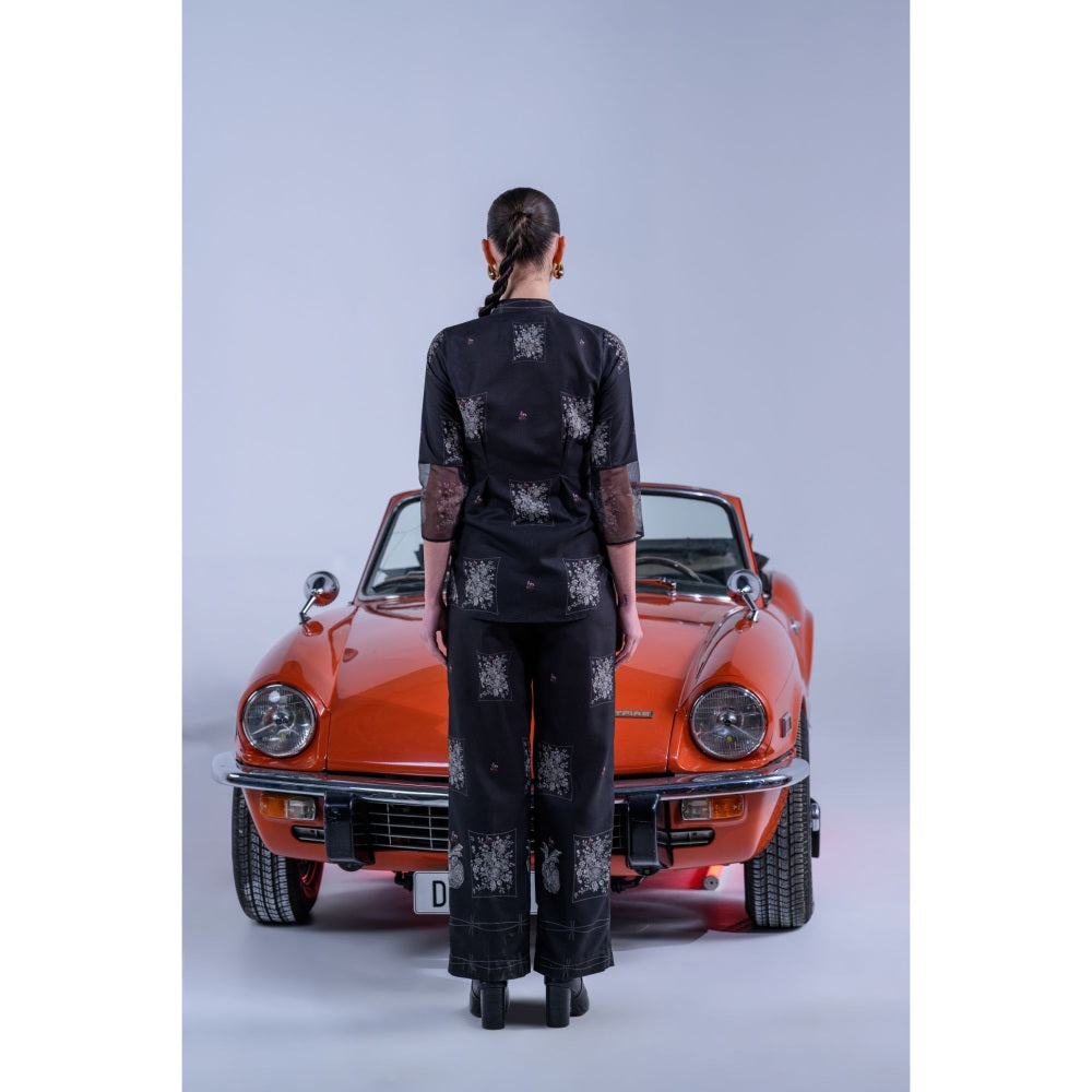 The Dramebaaz Company Ink Ivy Black Printed Co-Ord (Set of 2)