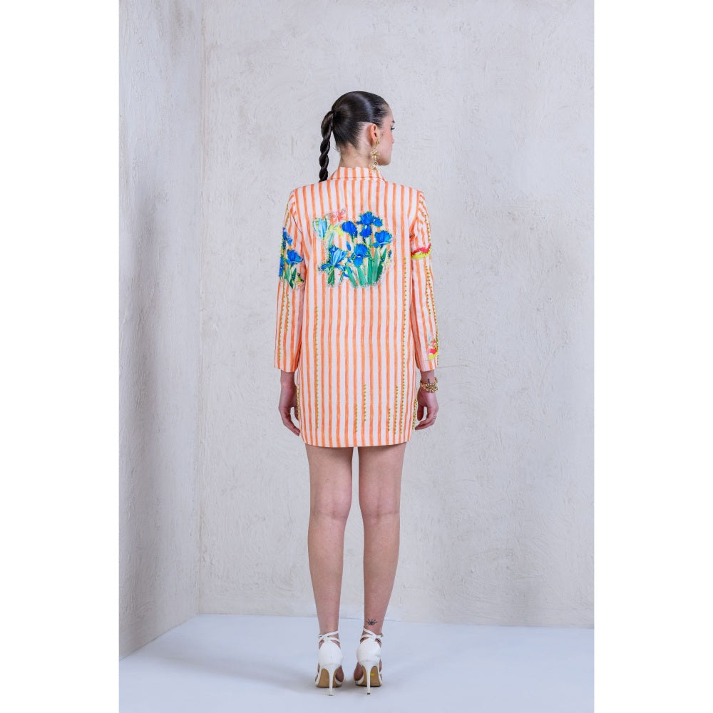 The Dramebaaz Company Sunset Streak Button Down Dress