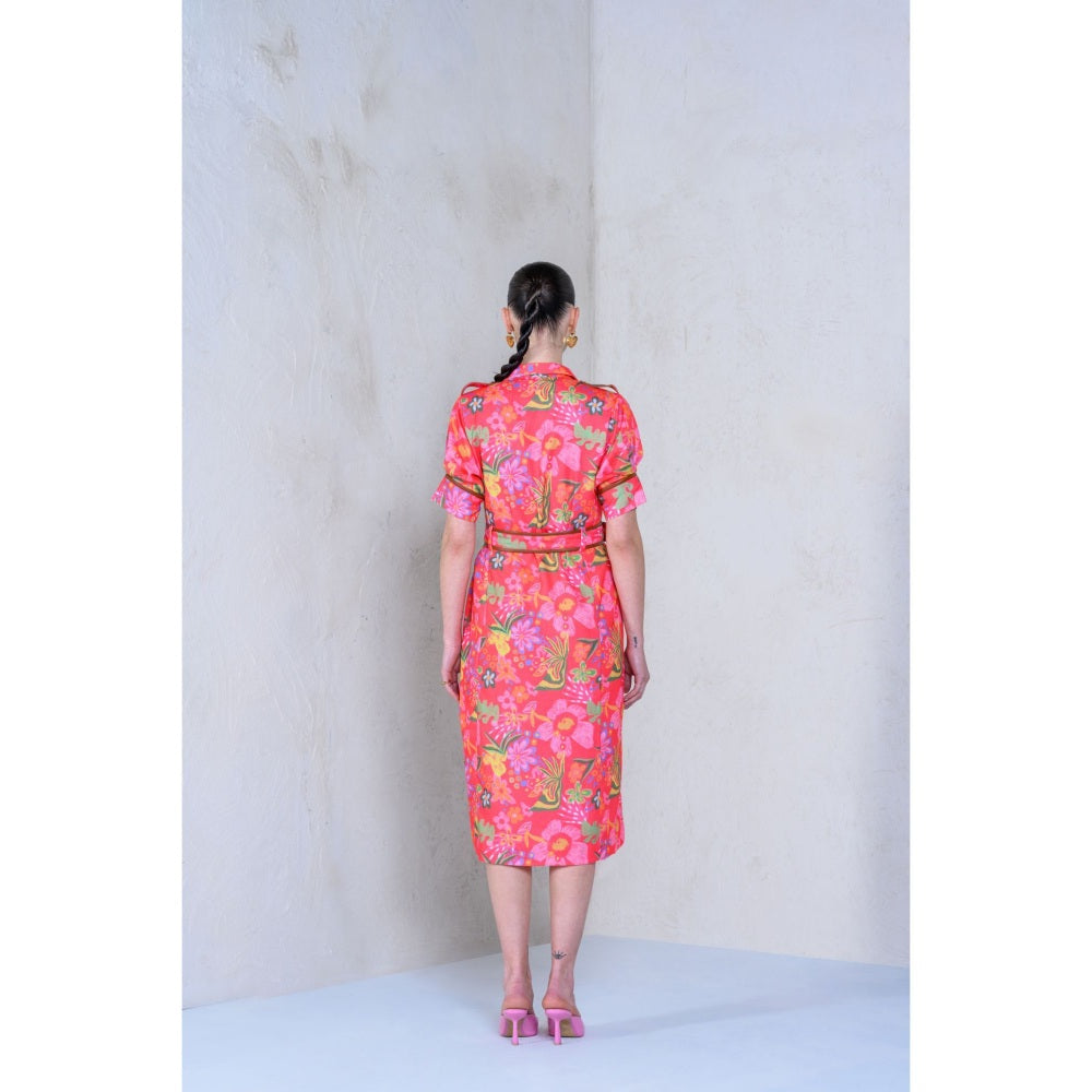 The Dramebaaz Company Prism Petal Shirt Dress with Belt (Set of 2)