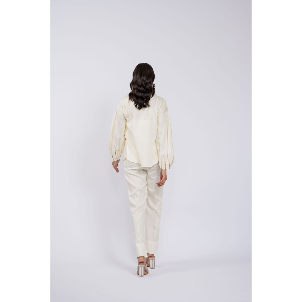 The Dramebaaz Company Vintage Garden Embroidered Off White Co-Ord (Set of 2)