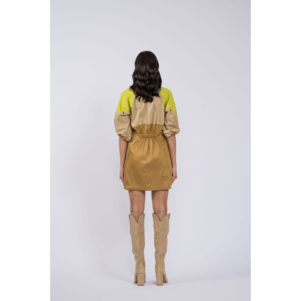 The Dramebaaz Company Brown Petunia Panel Dress