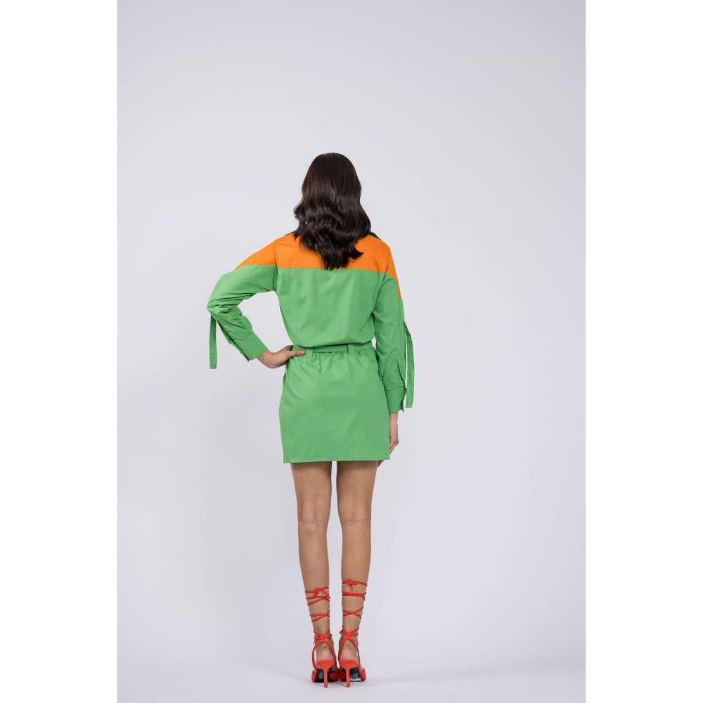 The Dramebaaz Company April Green Shirt Dress with Belt (Set of 2)
