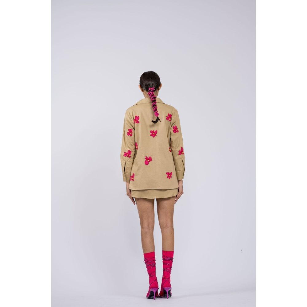 The Dramebaaz Company Roseate Embroidered Skirt Set (Set of 3)