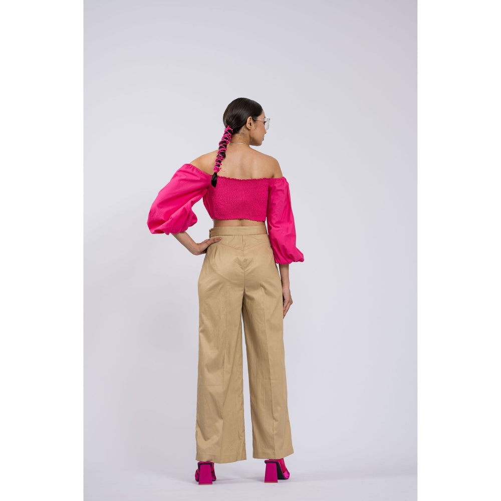 The Dramebaaz Company Poppy Off Shoulder Crop Top with Pant (Set of 2)